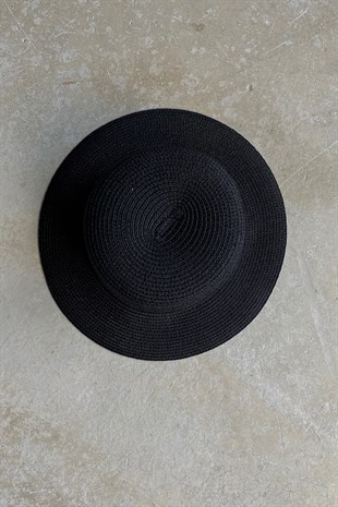 Hasır Gondol Şapka Siyah